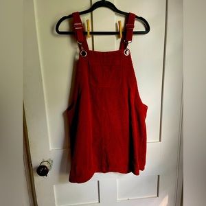 Forever 21 corduroy overall dress orange brown large